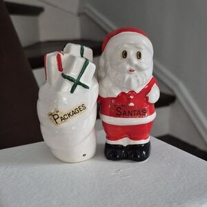 Vintage 50s or 60s F.W. Woolworth Santa and Packages Salt & Pepper Shakers.